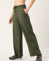 FEMEA Women Solid Wide Leg Track Pants