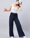 FEMEA Women Solid Wide Leg Track Pants