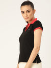 FEMEA Women  Solid Polo Collar T-shirt