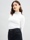 Ribbed High Neck Pullover Sweater