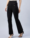 Women Solid Slim Fit Mid-Rise Bootcut Trousers