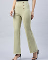 Women Solid Slim Fit Mid-Rise Bootcut Trousers