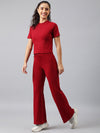 FEMEA Women Ribbed T-shirt with Trousers Co-Ords Set