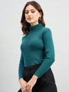 Ribbed High Neck Pullover Sweater