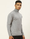 Men High Neck Solid Pullover