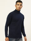 Men High Neck Solid Pullover