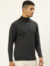 Men High Neck Solid Pullover