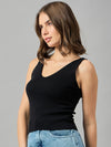 Femea Women V neck Knitted Top