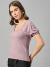 FEMEA Sweetheart Neck Puff Sleeves Cotton Top