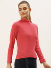 Femea Women Solid Turtle Neck Pure Cotton Top