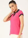 FEMEA Women  Solid Polo Collar T-shirt