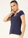 FEMEA Women  Solid Polo Collar T-shirt