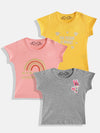 FEMEA Girls  Set of 3 Printed T-shirt