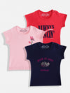 FEMEA Girls  Set of 3 Printed T-shirt