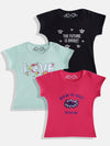 FEMEA Girls  Set of 3 Printed T-shirt