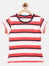 FEMEA Girls Striped Cotton Round Neck T-shirt