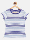 FEMEA Girls Striped Cotton Round Neck T-shirt