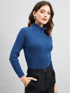 Ribbed High Neck Pullover Sweater