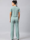 FEMEA Women Ribbed T-shirt with Trousers Co-Ords Set