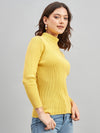 RVK Ribbed HighNeck Pure Cotton Pullover Sweater