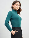 Ribbed High Neck Pullover Sweater