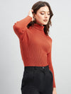 Ribbed High Neck Pullover Sweater