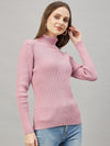 RVK Ribbed HighNeck Pure Cotton Pullover Sweater