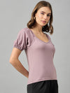 FEMEA Sweetheart Neck Puff Sleeves Cotton Top