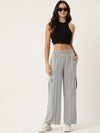 Femea Women Solid Cargo Wide Leg Track Pants