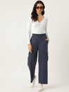 Femea Women Solid Cargo Wide Leg Track Pants