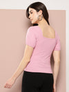 FEMEA Sweetheart Neck Puff Sleeves Cotton Top