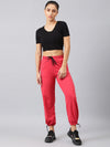 Femea Women Red Solid Cotton Joggers