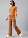 FEMEA Women Ribbed T-shirt with Trousers Co-Ords Set