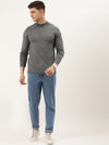 Men Round Neck Solid Pullover