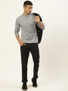 Men Round Neck Solid Pullover