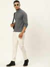 Men High Neck Solid Pullover