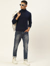 Men High Neck Solid Pullover