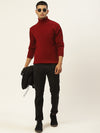 Men High Neck Solid Pullover