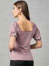 FEMEA Sweetheart Neck Puff Sleeves Cotton Top