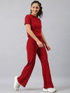 FEMEA Women Ribbed T-shirt with Trousers Co-Ords Set