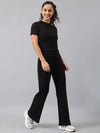 FEMEA Women Ribbed T-shirt with Trousers Co-Ords Set