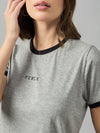 FEMEA Typography Printed Round Neck Short Sleeves Cotton Regular Fit T-shirt