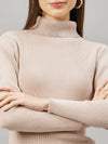 Ribbed High Neck Pullover Sweater