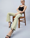 Women Solid Slim Fit Mid-Rise Bootcut Trousers