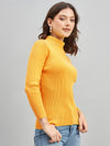 Ribbed High Neck Pullover Sweater