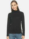 Femea Women Solid Turtle Neck Pure Cotton Top