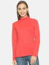 Femea Women Solid Turtle Neck Pure Cotton Top