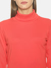 Femea Women Solid Turtle Neck Pure Cotton Top