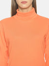 Femea Women Solid Turtle Neck Pure Cotton Top