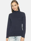 Femea Women Solid Turtle Neck Pure Cotton Top